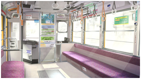 月ヶ浜路面電車駅-路面電車内